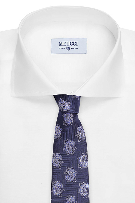 Галстук с узором пейсли для мужчин бренда Meucci (Италия), арт. 8180/2 - фото. Цвет: Темно-синий. Купить в интернет-магазине https://shop.meucci.ru
