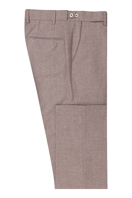 Мужские брендовые коричневые брюки из шерсти арт. 7WA379.001 LT BROWN Meucci (Италия) - фото. Цвет: Коричневый с рисунком твил. Купить в интернет-магазине https://shop.meucci.ru
