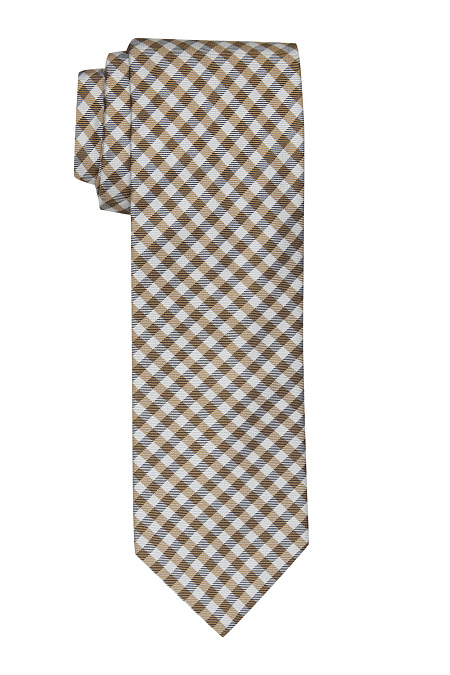 Коричневый галстук в клетку для мужчин бренда Meucci (Италия), арт. 89106/2 - фото. Цвет: Коричневый, орнамент. Купить в интернет-магазине https://shop.meucci.ru
