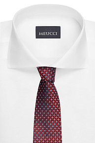 Темно-бордовый галстук из шелка с мелким цветным орнаментом (EKM212202-51)