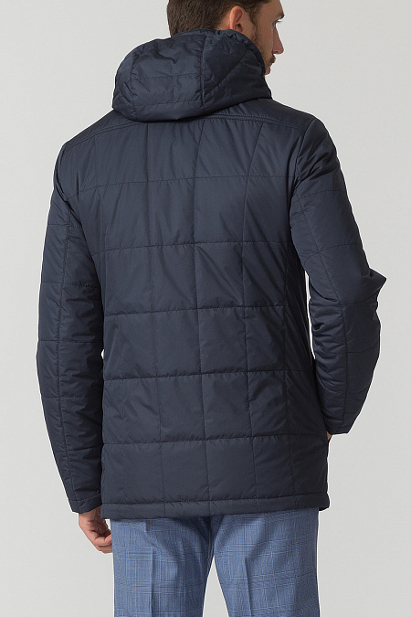 Классическая стеганая куртка синего цвета с капюшоном для мужчин бренда Meucci (Италия), арт. 6640 - фото. Цвет: Синий. Купить в интернет-магазине https://shop.meucci.ru
