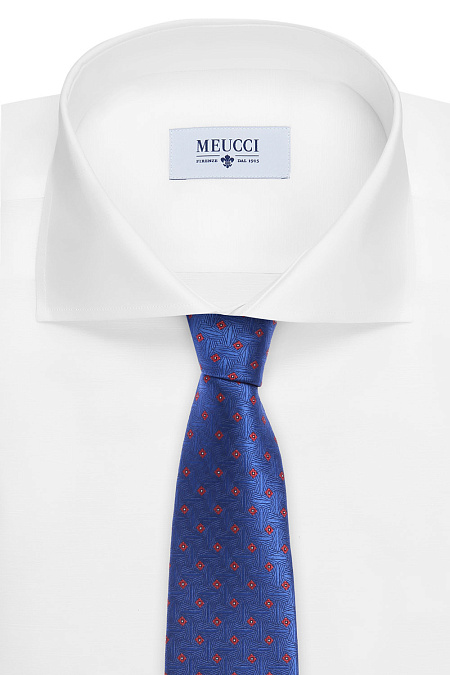 Синий галстук с мелким узором для мужчин бренда Meucci (Италия), арт. 36306/2 - фото. Цвет: Синий. Купить в интернет-магазине https://shop.meucci.ru
