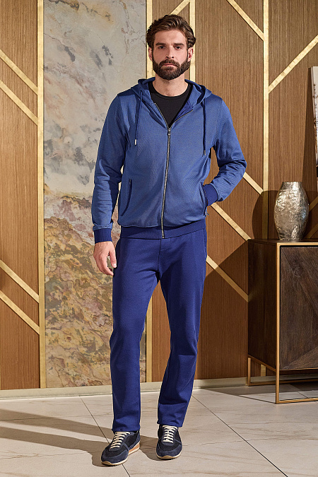 Спортивный костюм синий с капюшоном для мужчин бренда Meucci (Италия), арт. 22FRTL4739 NAVY MELANGE - фото. Цвет: Синий. Купить в интернет-магазине https://shop.meucci.ru
