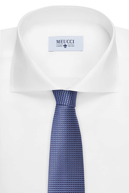 Синий галстук с микроорнаментом для мужчин бренда Meucci (Италия), арт. 8134/1 - фото. Цвет: Синий. Купить в интернет-магазине https://shop.meucci.ru
