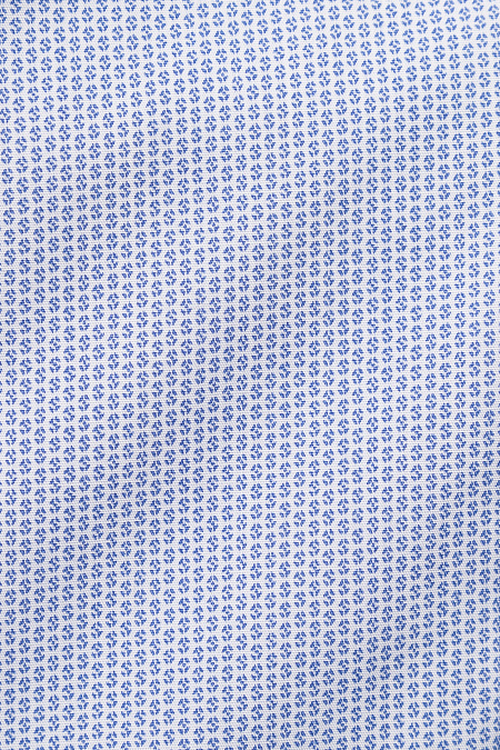 Модная мужская хлопковая рубашка с синим орнаментом арт. SL 902020 R 91CN/302107 от Meucci (Италия) - фото. Цвет: Белый с синим орнаментом. Купить в интернет-магазине https://shop.meucci.ru

