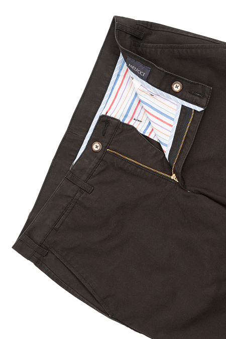 Мужские брендовые брюки коричневого цвета из хлопка  арт. 1350/00509/002 Meucci (Италия) - фото. Цвет: Коричневый. Купить в интернет-магазине https://shop.meucci.ru
