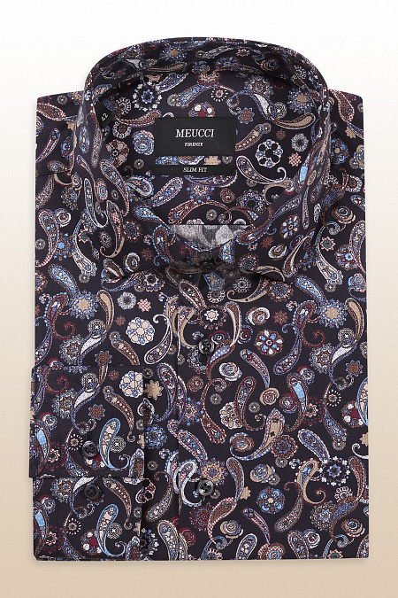 Модная мужская сорочка арт. SL 91907R 39151/14989 от Meucci (Италия) - фото. Цвет: Разноцветный, принт. Купить в интернет-магазине https://shop.meucci.ru

