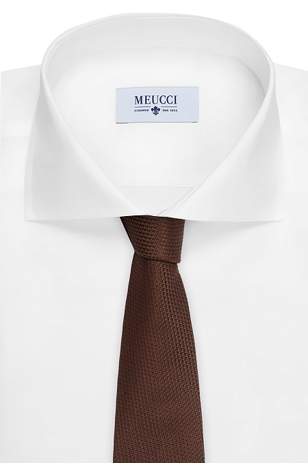 Коричневый галстук с микродизайном для мужчин бренда Meucci (Италия), арт. J1448/2 - фото. Цвет: Коричневый. Купить в интернет-магазине https://shop.meucci.ru
