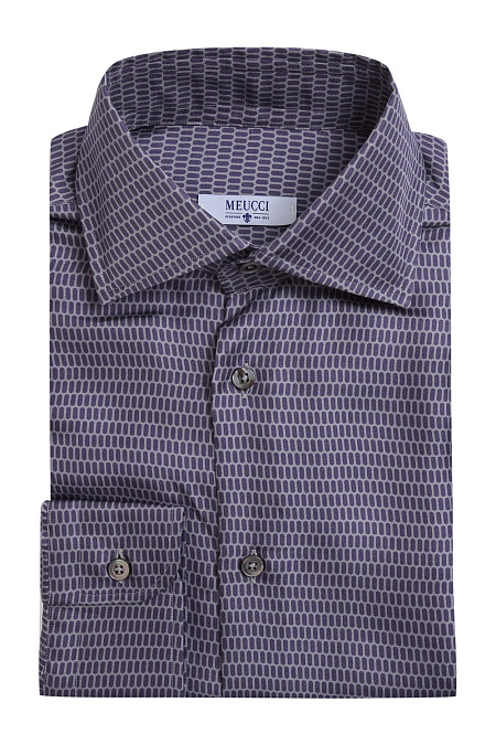 Модная мужская шелковая фиолетовая рубашка арт. MS18014 от Meucci (Италия) - фото. Цвет: Фиолетовый. Купить в интернет-магазине https://shop.meucci.ru

