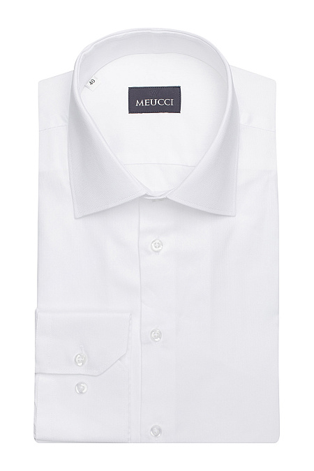 Рубашка белая с длинным рукавом  для мужчин бренда Meucci (Италия), арт. SL 902020 R BAS 0191/182007 - фото. Цвет: Белый, микродизайн. Купить в интернет-магазине https://shop.meucci.ru
