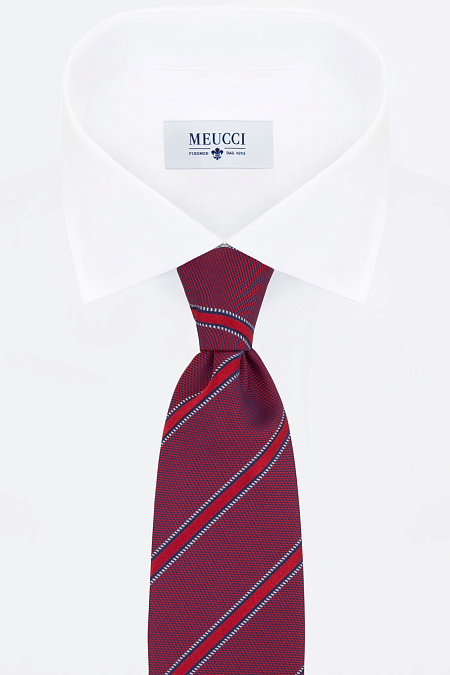 Бордовый галстук в косую полоску с микродизайном для мужчин бренда Meucci (Италия), арт. 7224/1 - фото. Цвет: Красный. Купить в интернет-магазине https://shop.meucci.ru
