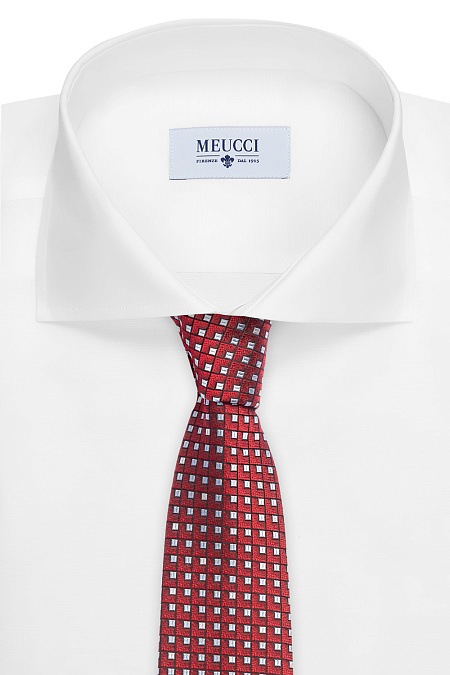 Галстук из шелка для мужчин бренда Meucci (Италия), арт. 40015/3 - фото. Цвет: Красный с принтом. Купить в интернет-магазине https://shop.meucci.ru
