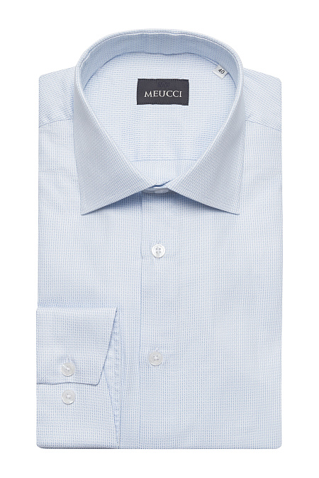 Светло-голубая рубашка с микродизайном для мужчин бренда Meucci (Италия), арт. SL 9020 R BAS 0291/182063 - фото. Цвет: Светло-голубой. Купить в интернет-магазине https://shop.meucci.ru
