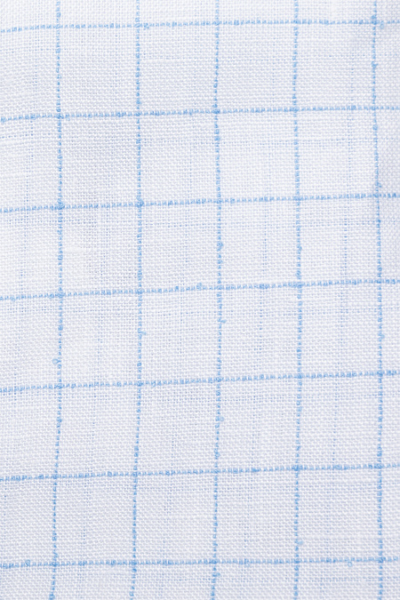 Мужская брендовая рубашка из смеси льна и хлопка белая в клетку арт. SL 902020 R 91CN/302111 Meucci (Италия) - фото. Цвет: Белый в клетку. Купить в интернет-магазине https://shop.meucci.ru

