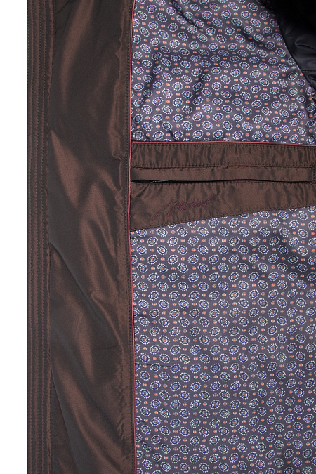 Пуховик с капюшоном из комбинации двух тканей коричневый  для мужчин бренда Meucci (Италия), арт. 9358 - фото. Цвет: Коричневый. Купить в интернет-магазине https://shop.meucci.ru
