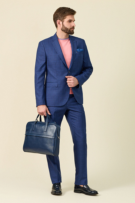 Кожаная сумка-портфель темно-синего цвета  для мужчин бренда Meucci (Италия), арт. О-78183 Blue - фото. Цвет: Темно-синий. Купить в интернет-магазине https://shop.meucci.ru
