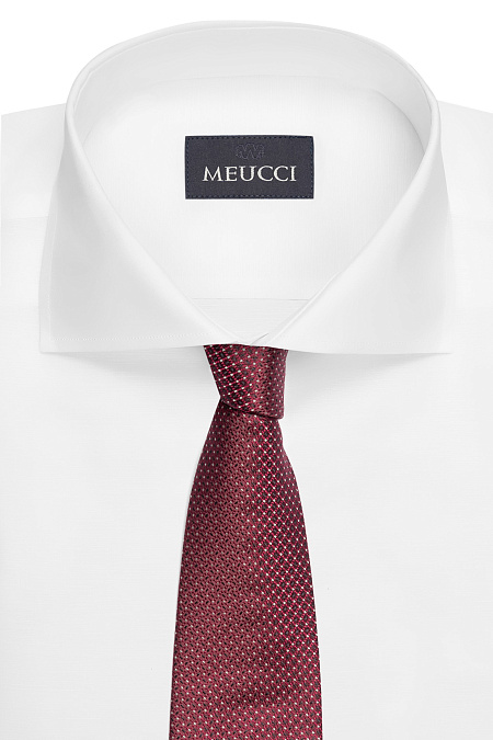 Бордовый галстук из шелка с мелким цветным орнаментом для мужчин бренда Meucci (Италия), арт. EKM212202-56 - фото. Цвет: Бордовый, цветной орнамент. Купить в интернет-магазине https://shop.meucci.ru
