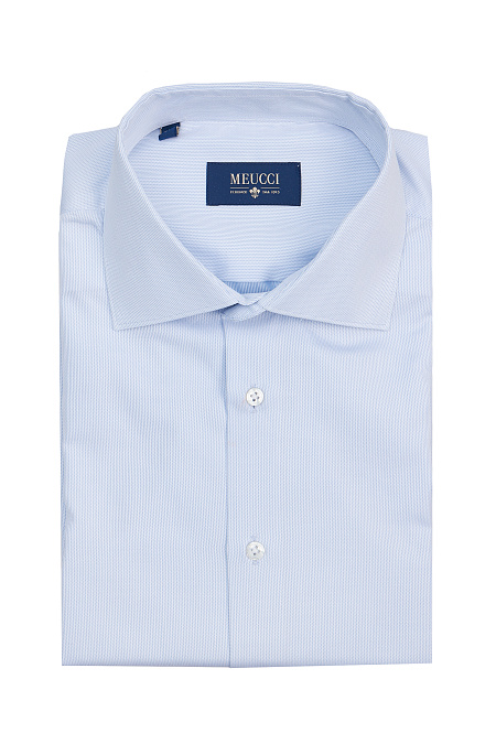 Модная мужская хлопковая рубашка с коротким рукавом арт. SL 90202 RL BAS2193/141707K от Meucci (Италия) - фото. Цвет: Светло-голубой. Купить в интернет-магазине https://shop.meucci.ru

