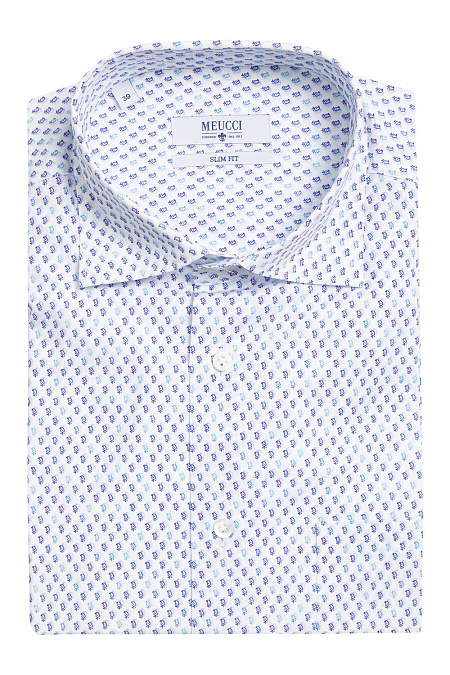 Модная мужская рубашка с коротким рукавом  арт. SL 93500 R 33162/141212K от Meucci (Италия) - фото. Цвет: Принт.
