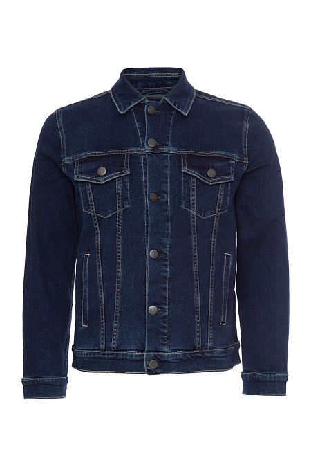 Мужские брендовые джинсовая куртка темно-синего цвета  арт. JJ 1096 Meucci (Италия) - фото. Цвет: Темно-синий. Купить в интернет-магазине https://shop.meucci.ru
