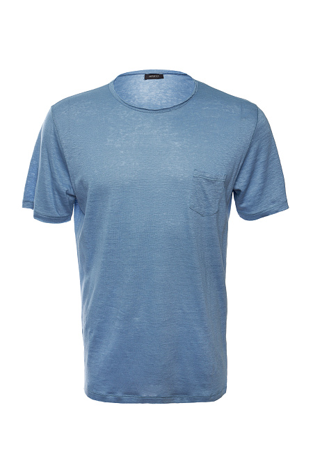 Льняная футболка голубого цвета для мужчин бренда Meucci (Италия), арт. 60178/96827/408 - фото. Цвет: Голубой. Купить в интернет-магазине https://shop.meucci.ru
