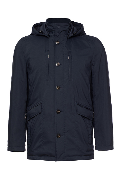 Утепленная куртка-парка средней длины с капюшоном для мужчин бренда Meucci (Италия), арт. 2027 - фото. Цвет: Тёмно-синий. Купить в интернет-магазине https://shop.meucci.ru

