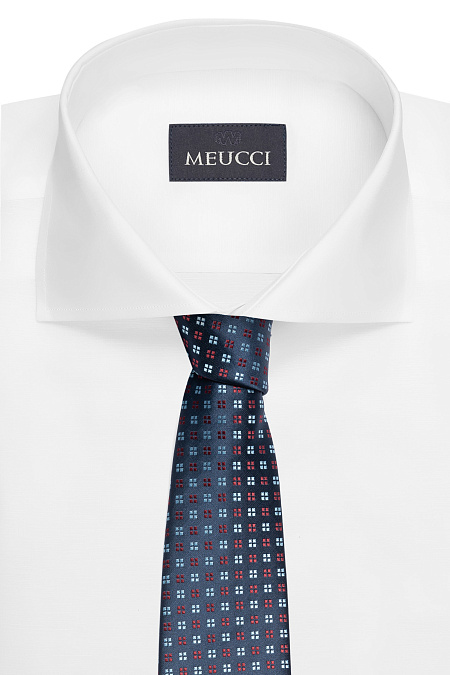 Темно-синий галстук с цветным орнаментом для мужчин бренда Meucci (Италия), арт. EKM212202-119 - фото. Цвет: Темно-синий, цветной орнамент. Купить в интернет-магазине https://shop.meucci.ru
