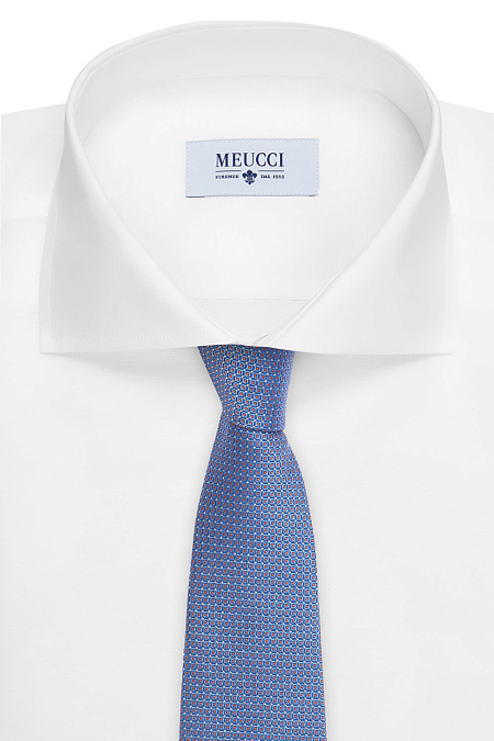Небесно-голубой галстук с мелким орнаментом для мужчин бренда Meucci (Италия), арт. J1430/1 - фото. Цвет: Голубой. Купить в интернет-магазине https://shop.meucci.ru

