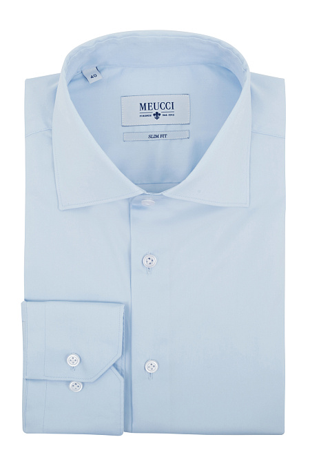 Модная мужская рубашка голубого цвета с длинными рукавами арт. SL 90102 R 12272/141409 от Meucci (Италия) - фото. Цвет: Голубой. Купить в интернет-магазине https://shop.meucci.ru

