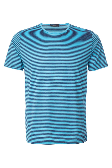 Хлопковая футболка с круглым вырезом для мужчин бренда Meucci (Италия), арт. 60188/72501/550 - фото. Цвет: Голубой в полоску. Купить в интернет-магазине https://shop.meucci.ru
