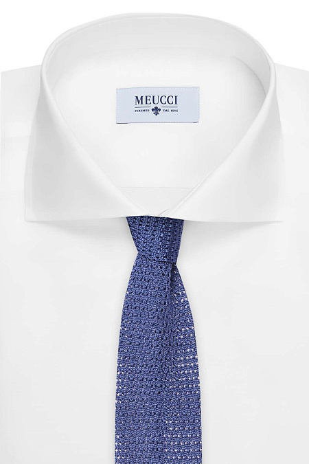 Вязаный синий галстук для мужчин бренда Meucci (Италия), арт. 1295/4 - фото. Цвет: Голубой. Купить в интернет-магазине https://shop.meucci.ru
