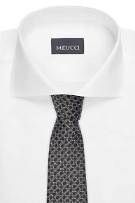 Черный галстук с белым дизайном (03202006-27)