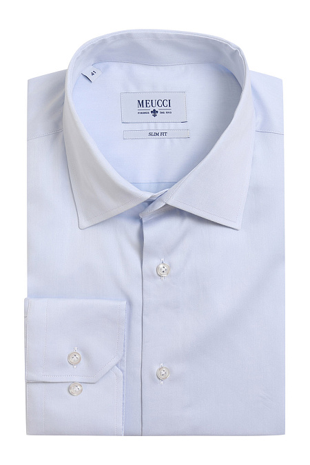 Модная мужская приталенная классическая рубашка арт. SL 90214 RL 12171/141521 от Meucci (Италия) - фото. Цвет: Голубой.
