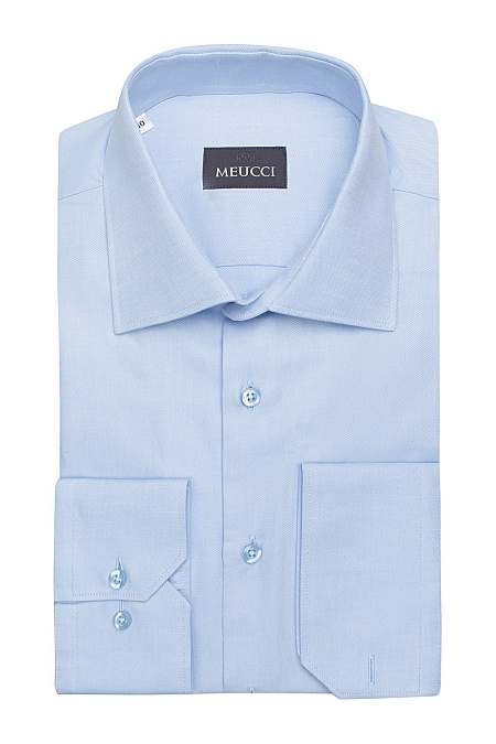 Рубашка светло-синяя с универсальным манжетом  для мужчин бренда Meucci (Италия), арт. SL 902020 RA BAS 2191/182018 - фото. Цвет: Светло-синий, микродизайн. Купить в интернет-магазине https://shop.meucci.ru
