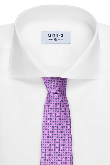 Сиреневый галстук с орнаментом для мужчин бренда Meucci (Италия), арт. 8023/1 - фото. Цвет: Светло-сиреневый. Купить в интернет-магазине https://shop.meucci.ru
