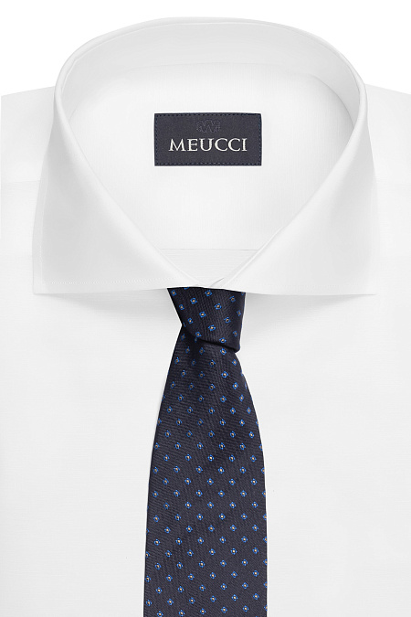 Шелковый галстук темно-синего цвета с орнаментом для мужчин бренда Meucci (Италия), арт. EKM212202-58 - фото. Цвет: Темно-синий, цветной орнамент. Купить в интернет-магазине https://shop.meucci.ru

