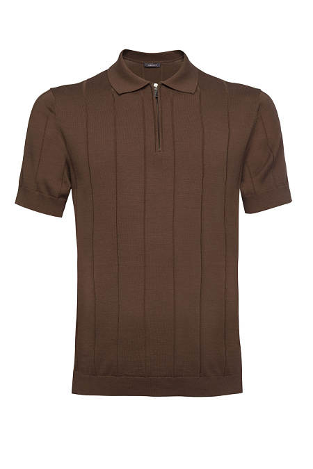 Поло из смеси хлопка, шелка и льна коричневого цвета  для мужчин бренда Meucci (Италия), арт. MEU-2616/DQSS554 - фото. Цвет: Коричневый. Купить в интернет-магазине https://shop.meucci.ru
