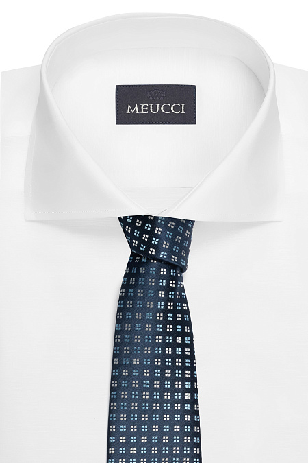 Темно-синий галстук с цветным орнаментом для мужчин бренда Meucci (Италия), арт. EKM212202-156 - фото. Цвет: Темно-синий, цветной орнамент. Купить в интернет-магазине https://shop.meucci.ru
