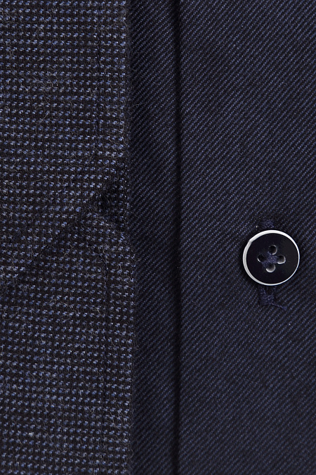 Мужская брендовая хлопковая рубашка темно-синего цвета арт. SL 90202 R 22171/141587 Meucci (Италия) - фото. Цвет: Темно-синий, рисунок диагональ (твил). 
