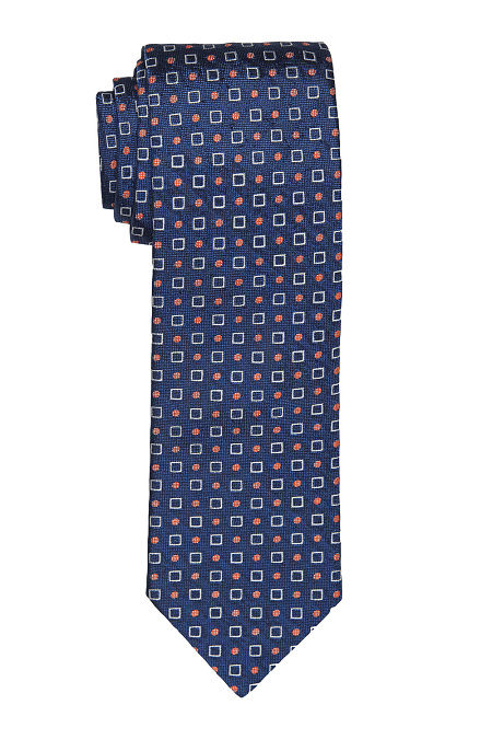 Синий галстук с мелким узором для мужчин бренда Meucci (Италия), арт. 89104/2 - фото. Цвет: Синий с орнаментом. Купить в интернет-магазине https://shop.meucci.ru
