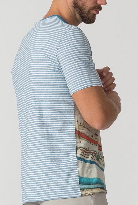 Хлопковая футболка с принтом для мужчин бренда Meucci (Италия), арт. 1555105/2 - фото. Цвет: Цветной принт. Купить в интернет-магазине https://shop.meucci.ru

