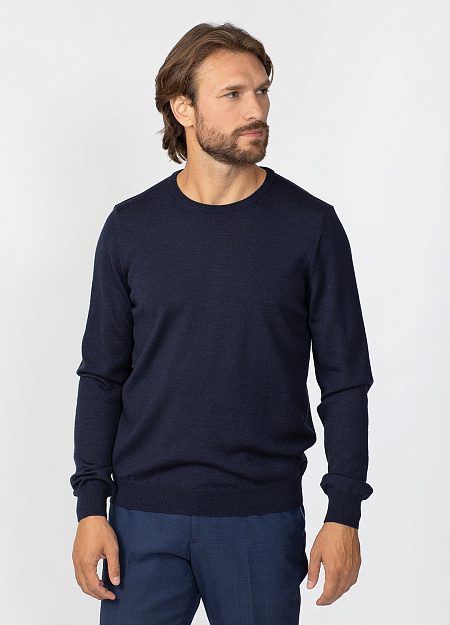Джемпер из шерсти тёмно-синего цвета для мужчин бренда Meucci (Италия), арт. 400GC20/20588 - фото. Цвет: Тёмно-синий. Купить в интернет-магазине https://shop.meucci.ru
