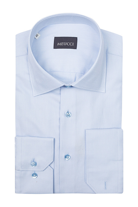 Модная мужская рубашка с микродизайном арт. SLA212004 от Meucci (Италия) - фото. Цвет: Голубой, микродизайн. Купить в интернет-магазине https://shop.meucci.ru

