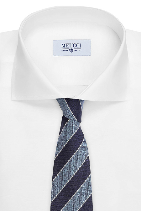 Галстук в косую полоску для мужчин бренда Meucci (Италия), арт. J1451/1 - фото. Цвет: Синий/голубой. Купить в интернет-магазине https://shop.meucci.ru
