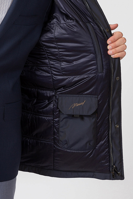 Демисезонная куртка с капюшоном для мужчин бренда Meucci (Италия), арт. 1831 - фото. Цвет: Тёмно-синий. Купить в интернет-магазине https://shop.meucci.ru

