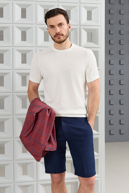 Футболка кроя реглан-погон цвета слоновой кости из хлопка Пима  для мужчин бренда Meucci (Италия), арт. MEU-2612/DQSS02 - фото. Цвет: Слоновая кость. Купить в интернет-магазине https://shop.meucci.ru
