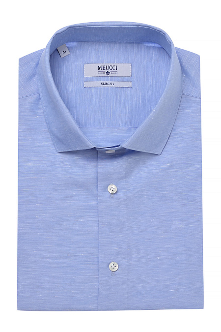 Модная мужская голубая рубашка с короткими рукавами арт. SL 91500 R 22272/141364K от Meucci (Италия) - фото. Цвет: Голубой. Купить в интернет-магазине https://shop.meucci.ru

