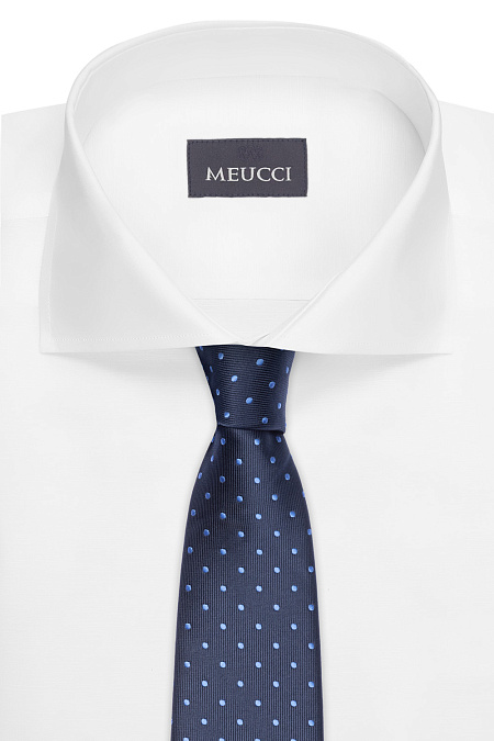 Темно-синий галстук в горох для мужчин бренда Meucci (Италия), арт. 03202006-21 - фото. Цвет: Темно-синий в горох. Купить в интернет-магазине https://shop.meucci.ru
