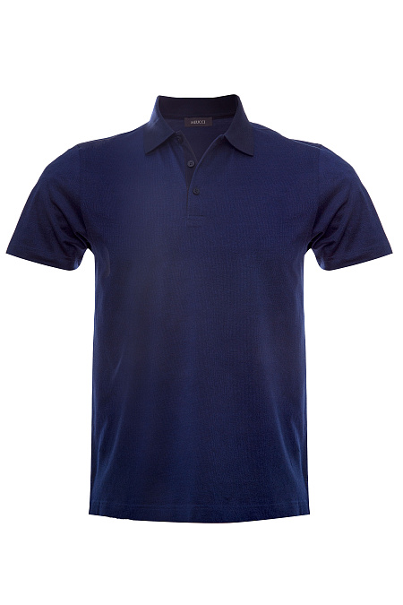 Хлопковое поло темно-синего цвета  для мужчин бренда Meucci (Италия), арт. 4090 DW Dk.Blue - фото. Цвет: Темно-синий. Купить в интернет-магазине https://shop.meucci.ru
