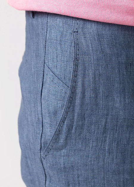Мужские брендовые голубые брюки из льна арт. LM104 LT BLUE Meucci (Италия) - фото. Цвет: голубой. Купить в интернет-магазине https://shop.meucci.ru
